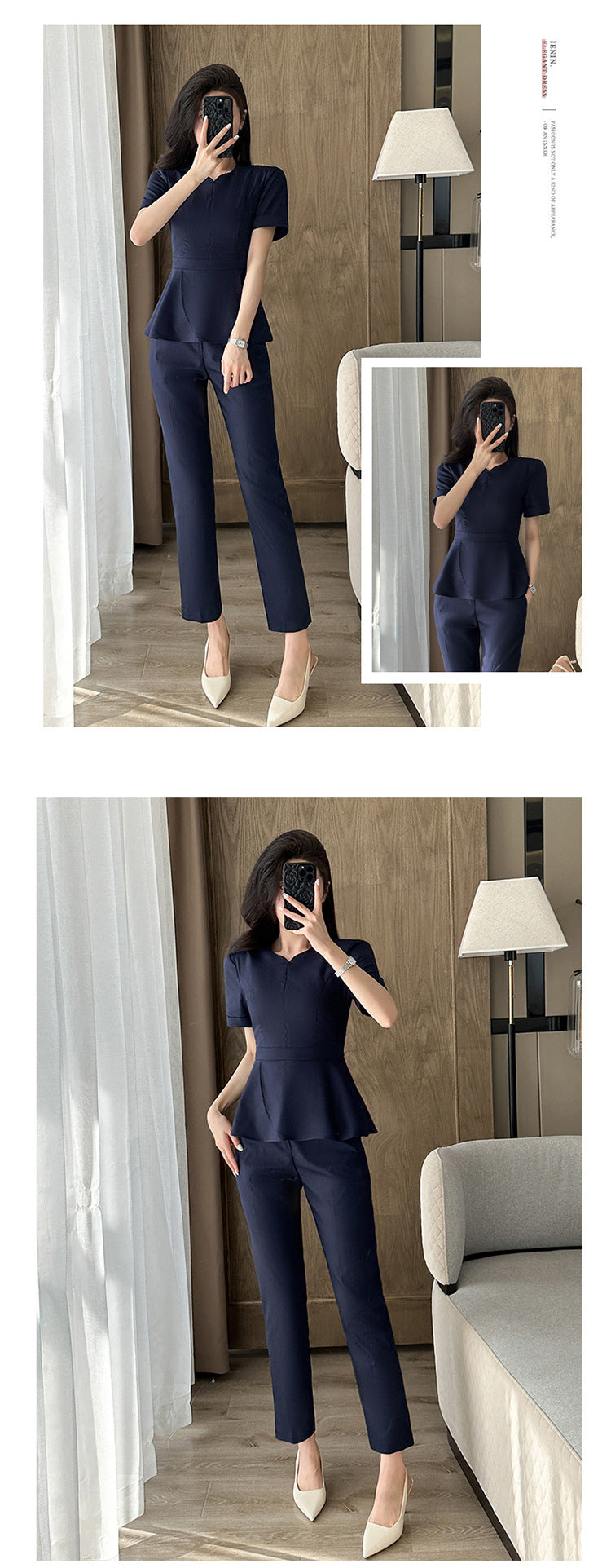 Summer Business Wear Short-sleeved Suit suit Women's Dress Slim-fit Temperament Hotel Front Desk Sales Department Jewelry Store Work Clothes