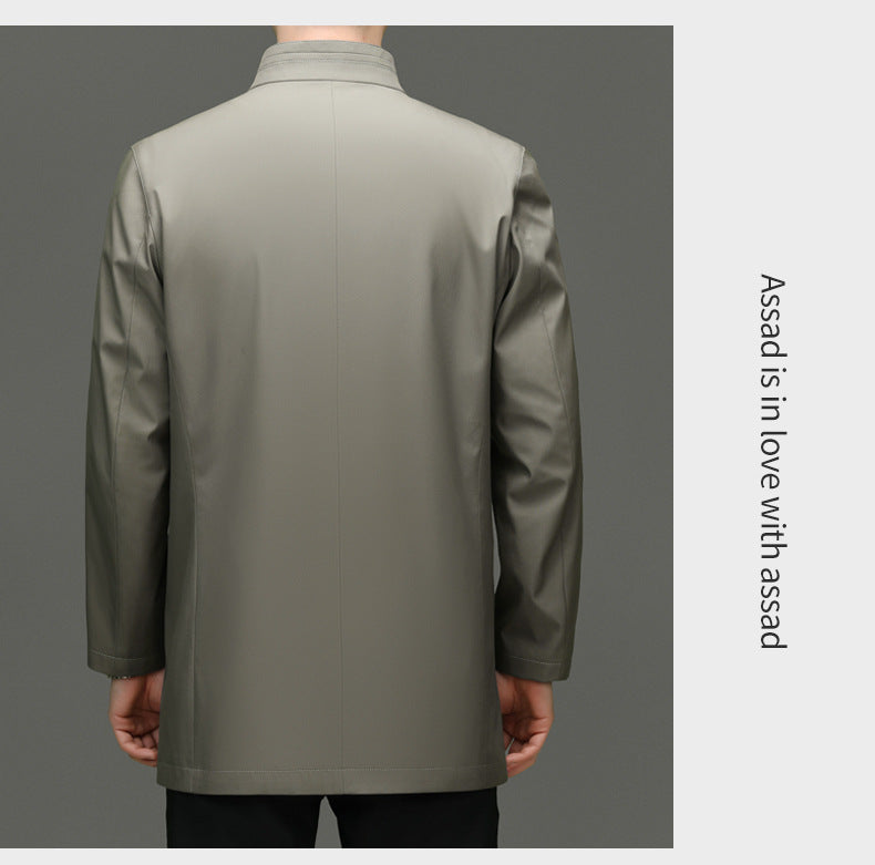 Is the brand of middle-aged and elderly men's windbreaker coat 2024 new winter stand collar long business dad cotton-padded jacket