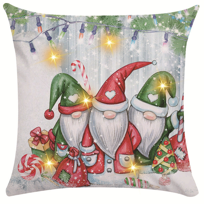 New Amazon Christmas decorative pillow cover snowman printed cushion cover LED pillow light cushion customization