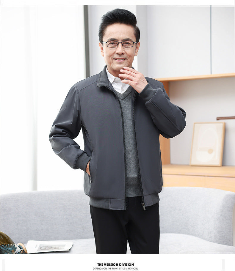 Classic Explosions plus size Middle-aged and Elderly Dad Clothes Winter fleece-lined Thickened Executive Collar Thickened fleece-lined Jacket