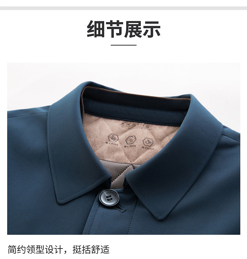 Pastoral Bird Jacket Cotton Coat Coat Winter Middle-aged and Elderly Men's Lapel Business Casual Lightweight Warm Silk Cotton Coat