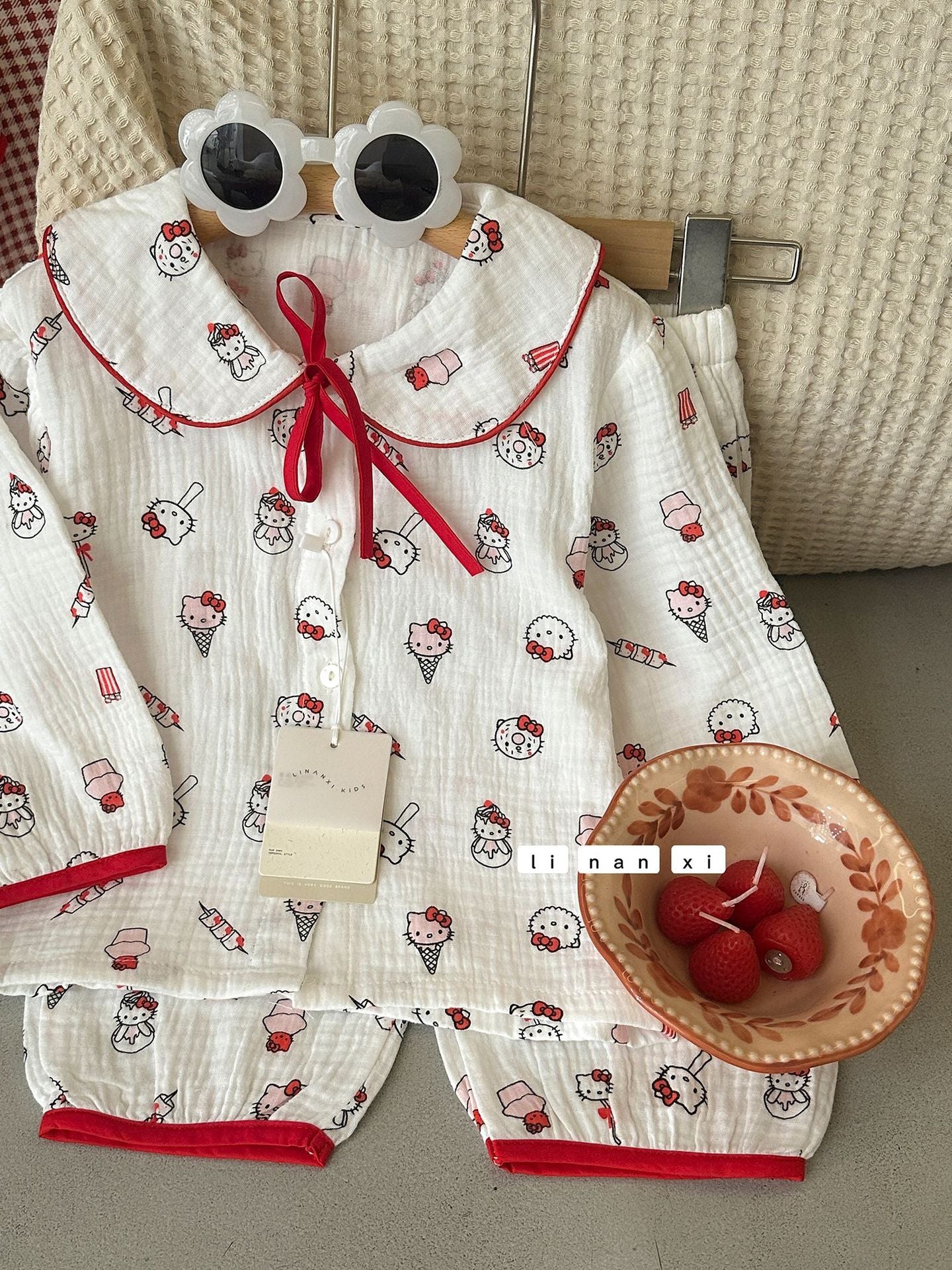 Princess Style Children's Lapel A-Class Cartoon Loungewear Set 2026 Spring New Baby Sweet and Cute Pajamas and Sleep Pants