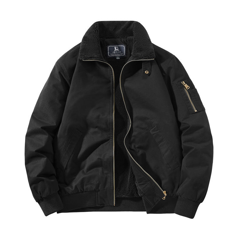 2025 New Winter Velvet Casual Cotton Outwear Men's Large Size Thickeneded Lapel Cotton Jacket Work Jacket 5869A