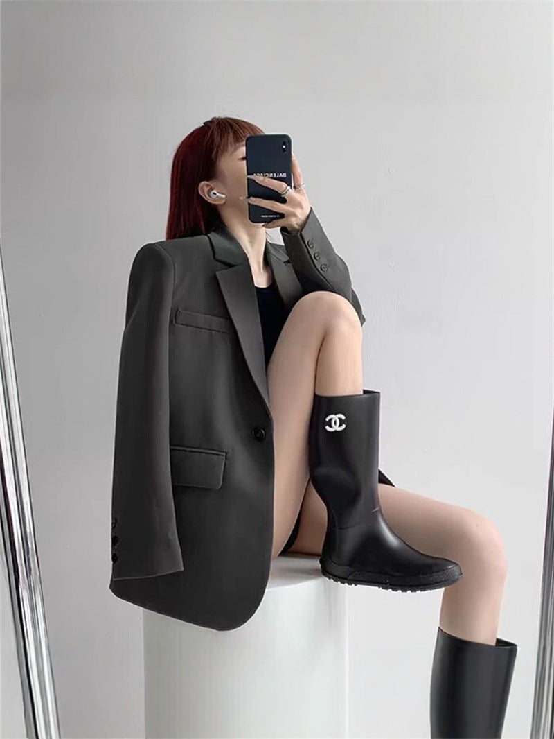 Light Luxury Small Suit for Women, 2026 Spring New Style, Gray Commuter Suit, Niche Design, Elegant Jacket