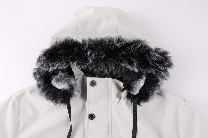 Cross-Border Foreign Trade Winter New Men's Large Fur Collar Plus Velvet Thickened Cotton Coat Jacket Cotton Jacket Father Dad
