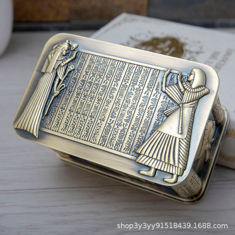 New Metal European Style Pharaoh Jewelry Box Creative High-End Exquisite Egyptian Style Jewelry Necklace Storage Box Wholesale