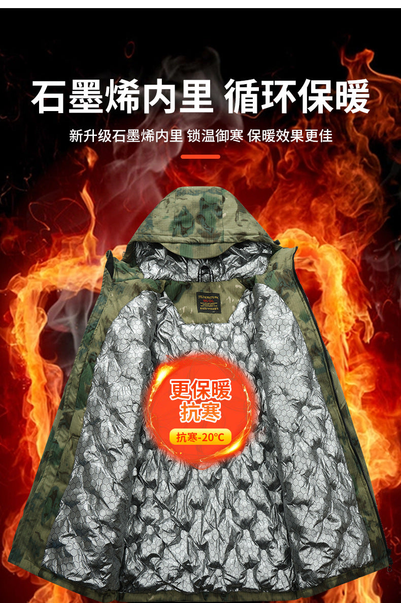 Upgraded Graphene Camouflage Cotton Coat, Thickeneded Cold-Proof and Waterproof Cotton Coat, Anti-Scratch and Wear-Resistant Cotton Jacket, Cold Storage Warm Cotton Coat