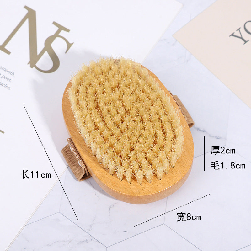 Cross-Border Hot-Selling Natural Boar Bristle Body Brush, Soft Bristle Bath Brush, Body Scrub Brush, Bristle Brush, Bath Brush, Exfoliating Tool