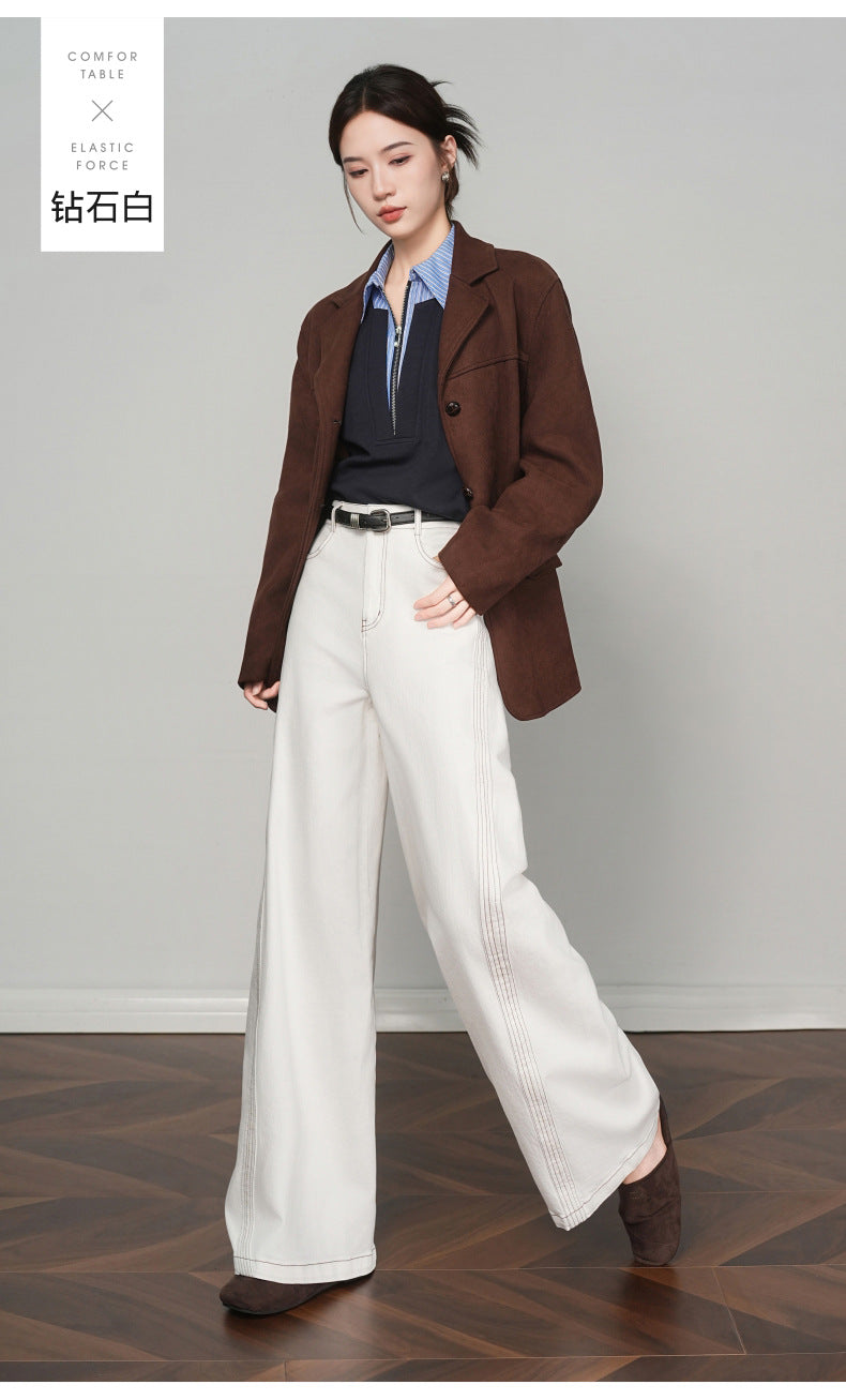 2025 Loose Draped Straight Pants Korean Style Trendy Versatile Denim Pants European Station American Wide Leg Jeans for Women