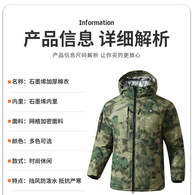 Upgraded Graphene Camouflage Cotton Coat, Thickeneded Cold-Proof and Waterproof Cotton Coat, Anti-Scratch and Wear-Resistant Cotton Jacket, Cold Storage Warm Cotton Coat