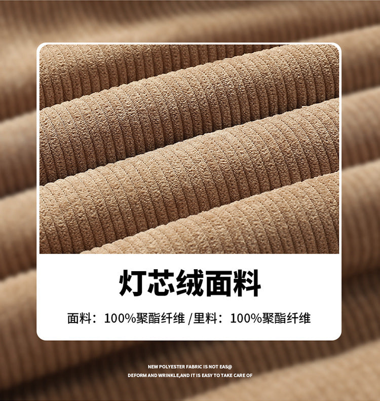 Thickened corduroy cotton-padded jacket for autumn and winter men's warm neck protection stand collar cotton-padded jacket European and American plus size fashionable cotton-padded jacket