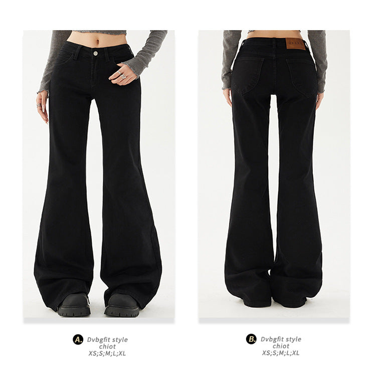 Yc&2-Color American Retro Low-Waist Sexy Flared Pants for Autumn and Winter Micro-Elastic Versatile Slimming Look Jeans for Women