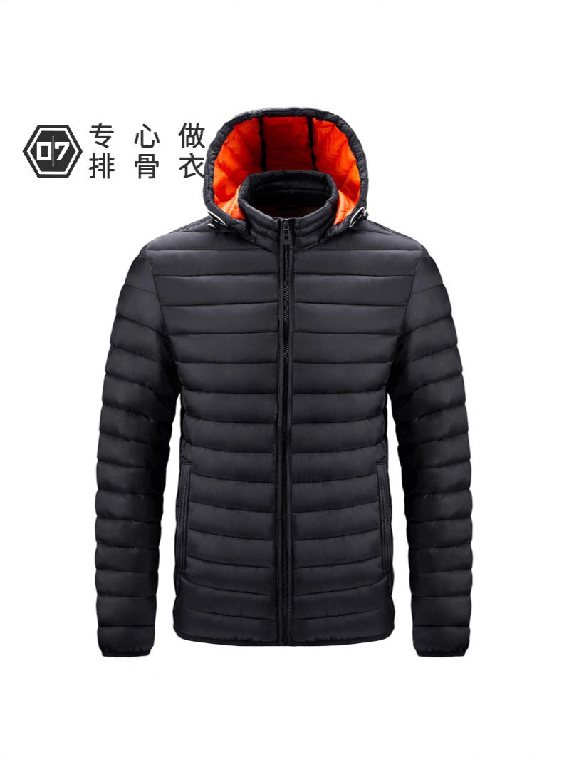2025 Autumn/Winter Ribbed Jacket with Zipper, Detachable Hood, Men's Cross-Border E-Commerce Dropshipping, 2025 New Model