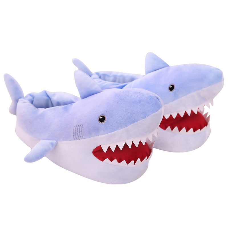 New Shark Stuffed Slippers Couple Indoor Home Cartoon Household Cotton Slippers Autumn and Winter Plus Velvet Thick-Soled Cotton Shoes