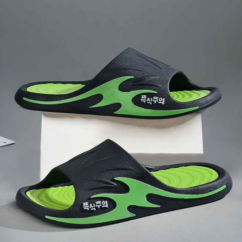 Free shipping new men's one-word slippers with shit feeling home bathroom non-slip fashionable breathable men's slippers