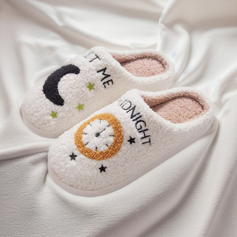 Indoor Furry Slippers for Autumn and Winter, Warm and Non-Slip Tpr Couple Slippers for Men and Women, Cartoon Cotton Slippers for Couples