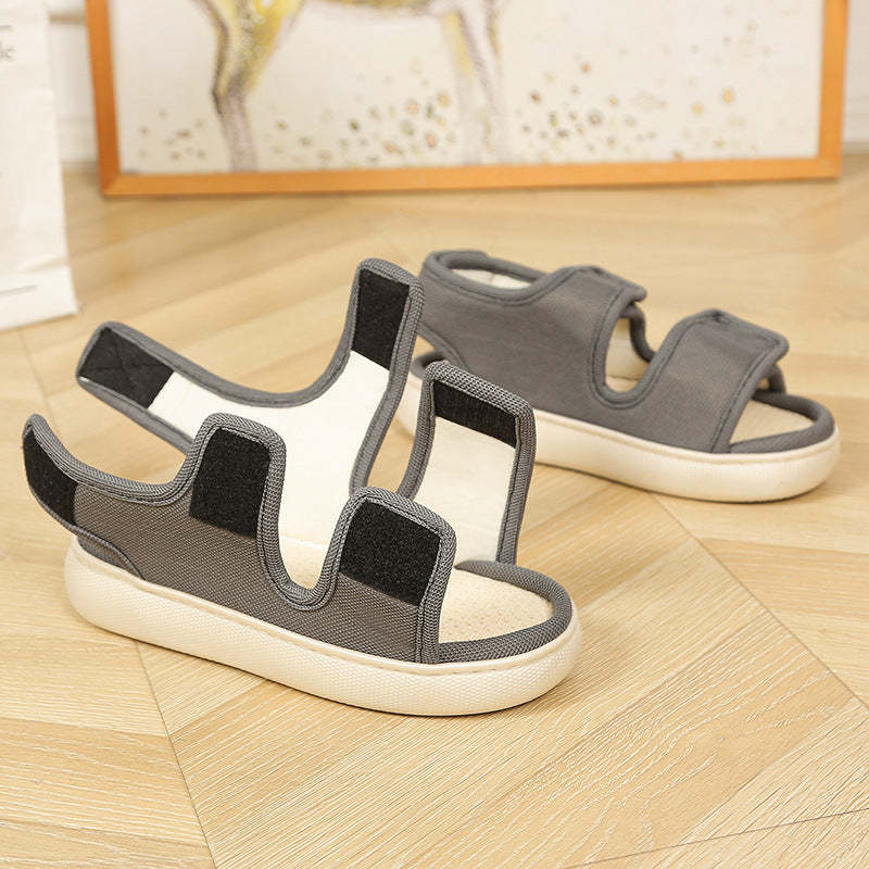 Fat Feet Wide Feet Adjustable Linen Sandals Foreign Trade Outer Wear Holes Old Men's Shoes Thick Sole Casual Walking plus size for Men and Women