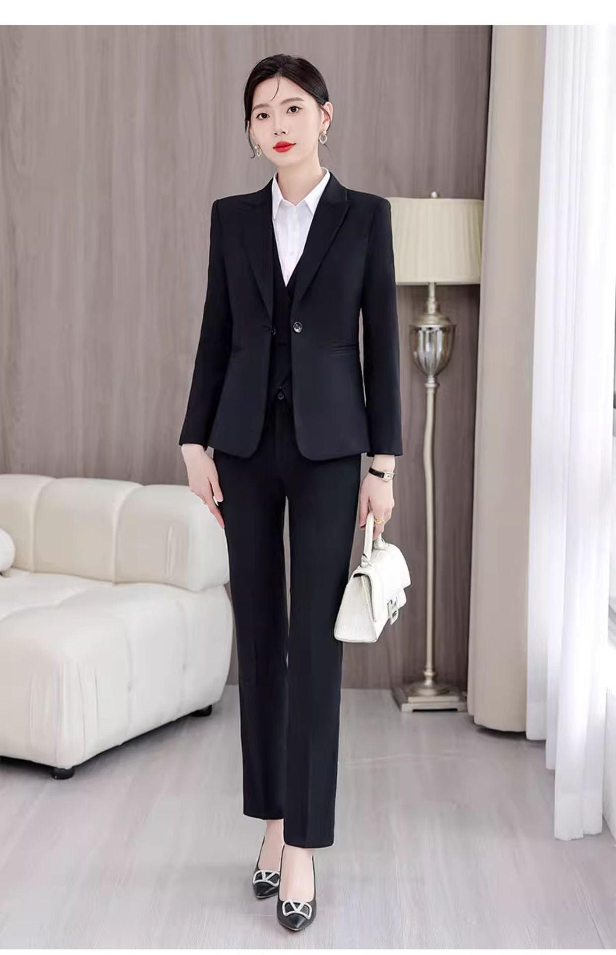 Gray Suit Women's Professional Suit Spring and Autumn Hotel Workwear Elegant Interview Formal Wear Plus Size Workwear