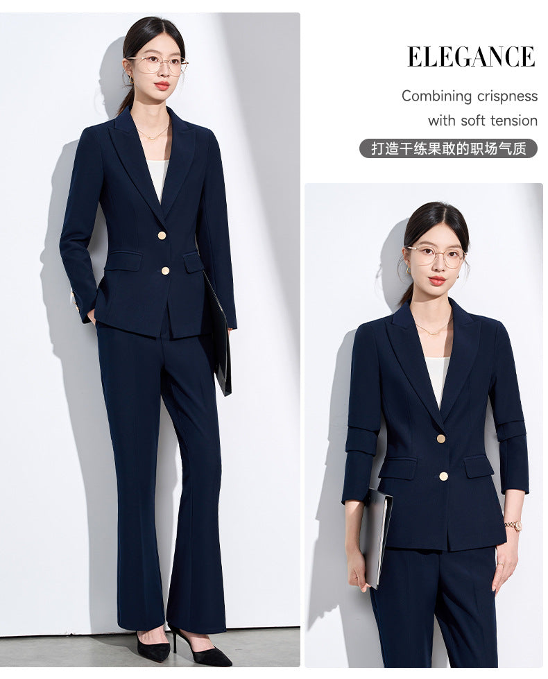Cross-Border Beige Suit Set for Women, New Versatile Fashion High-End Professional Attire for Petite Figures, Formal Occasion Blazer