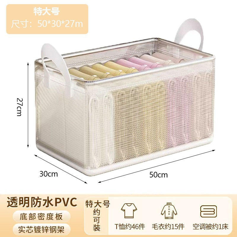 Large-Capacity Steel Frame Support Pvc Clip Mesh Cloth Transparent Clothes Storage Box Foldableable Household Multi-Functional Storage Box