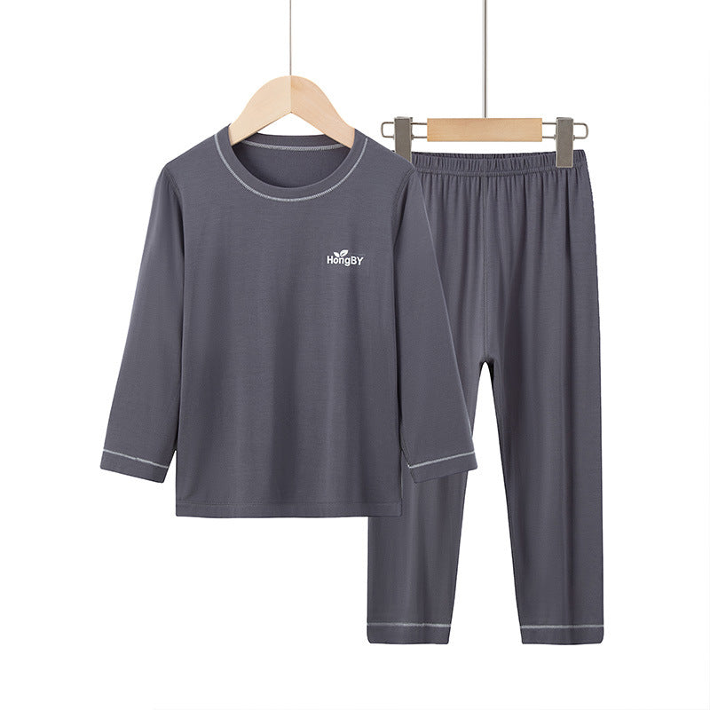 Summer Boys' Short-sleeved Shorts Modal Children's Pajamas Girls' Parent-child Home Clothes suit Children's Air-conditioning Clothes