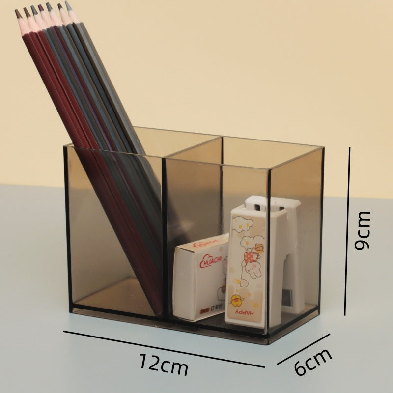 Multi-Grid Pen Holder Storage Box Makeup Brush Storage Tube Nordic Style Student Desktop Transparent Simple Style Solid Color Pen Holder