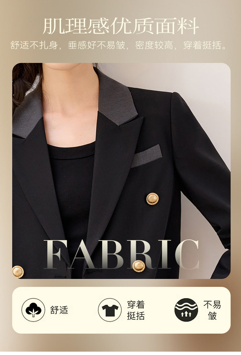 Cross-Border Black Short Blazer for Women, Petite Size, Suitable for College Students, Teacher Qualification Interview, Formal Attire, Elegant Suit with Skirt