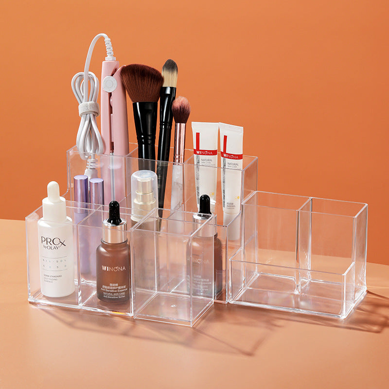 Pen Holder Desktop Stationery Storage Box Transparent Acrylic Multifunctional Student Pen Holder Office Note Pad Organizer Box