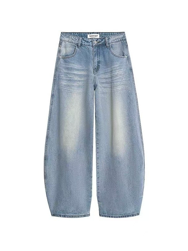 Women's Spring and Summer Thin Drape Jeans 2025 New Fashion High-Waisted Slimming Light Blue Straight Wide-Leg Floor-Length Pants