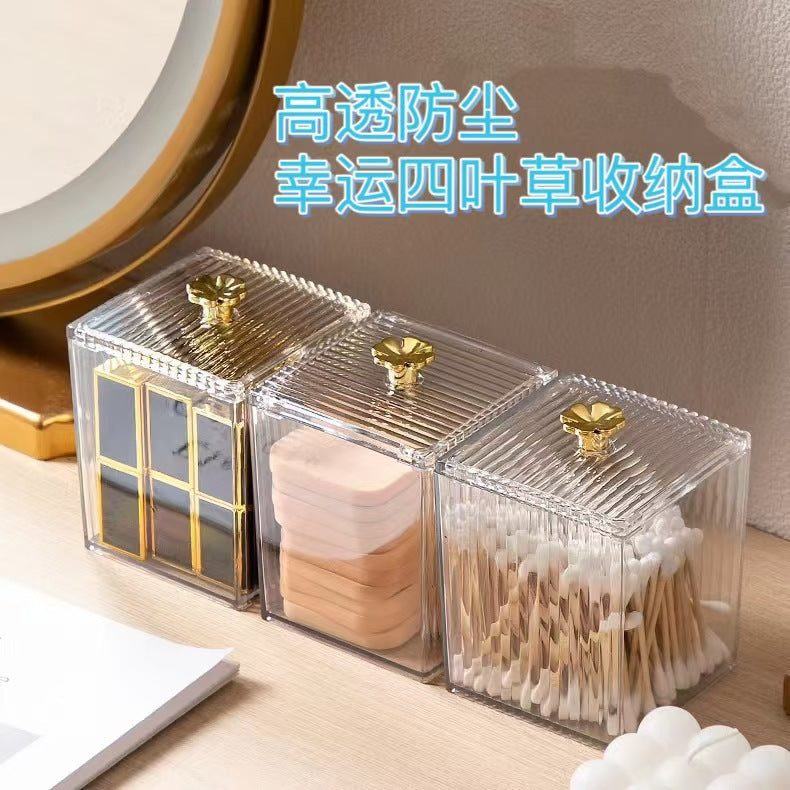 Simple and Minimalist Style Cotton Pad Storage Box, Cotton Swab Box, Desktop Dressing Table Cosmetics Dust-Proof Plastic