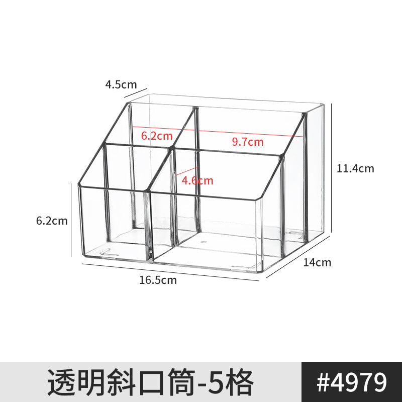 Pen Holder Desktop Stationery Storage Box Transparent Acrylic Multifunctional Student Pen Holder Office Note Pad Organizer Box