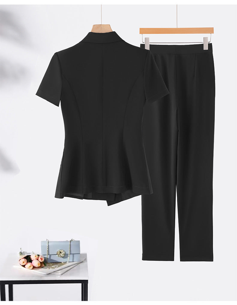 Cross-Border Professional Suit Set for Women, New Summer Manager Formal Wear, Interview High-End Short-Sleeved Thin Work Clothes for Spring