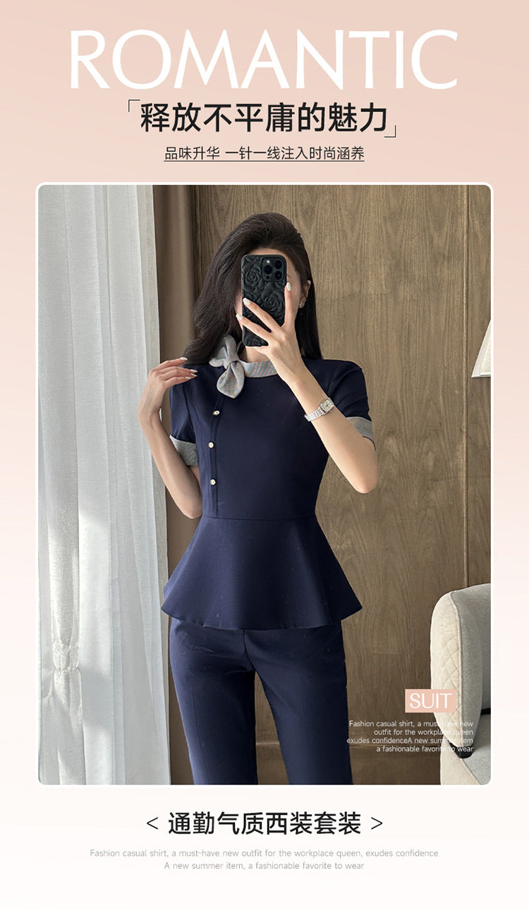 Stewardess Professional Wear Female Summer Fashion Ol Suit Beautician Workwear Sales Department Front Desk Customer Service Reception Workwear