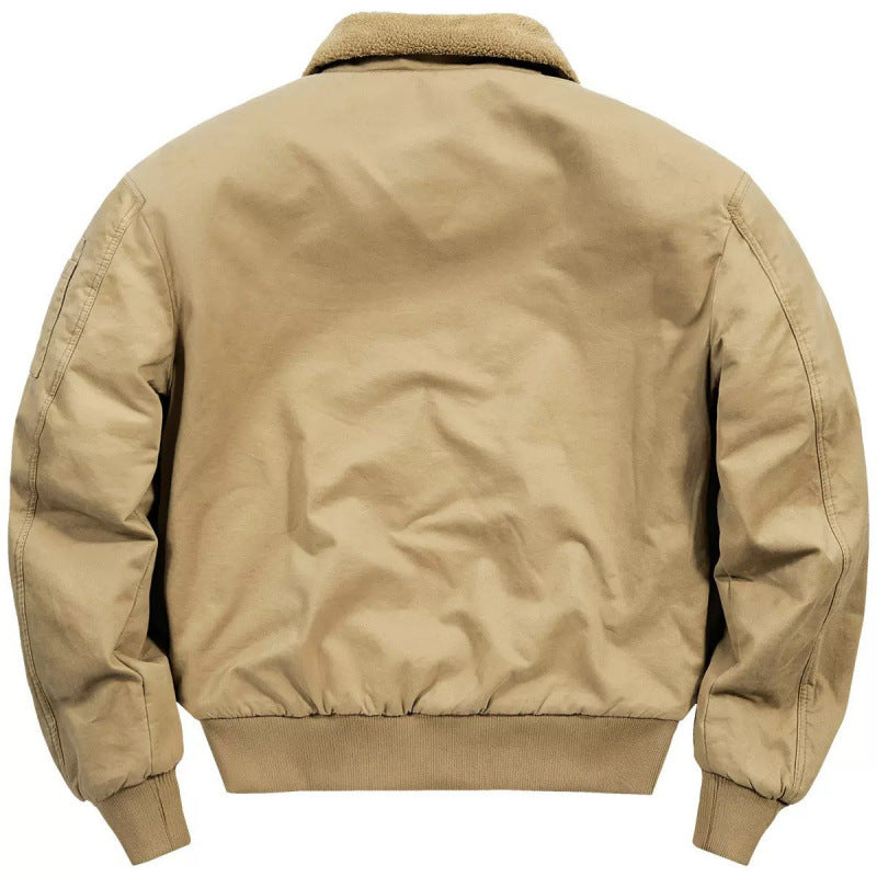Winter Bomber Jacket Cotton-Padded Jacket for Men Imitation Cashmere Lapel Workwear Short Casual Men's Thickeneded Cotton-Padded Jacket