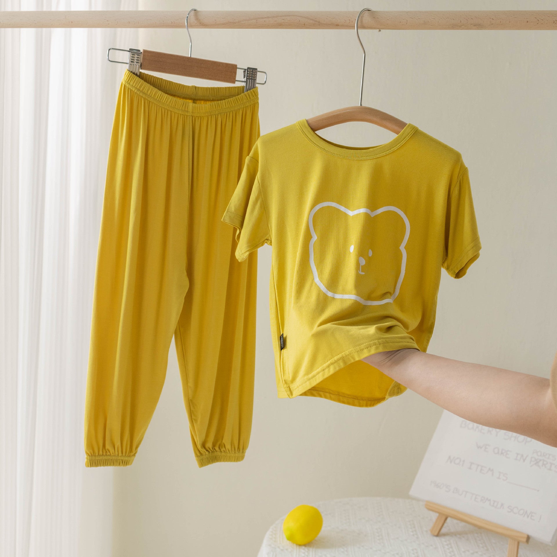 Children's Modal Pajamas Summer Thin Short-sleeved Trousers Ice Silk Middle-aged Boys and Girls Home Suit Summer