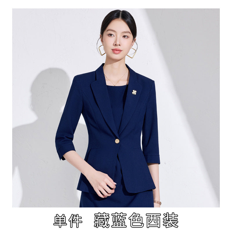 Pink High-End Three-Quarter Sleeve Blazer Women's Pants Dress Business Attire Two-Piece Suit High-End Elegant Trendy