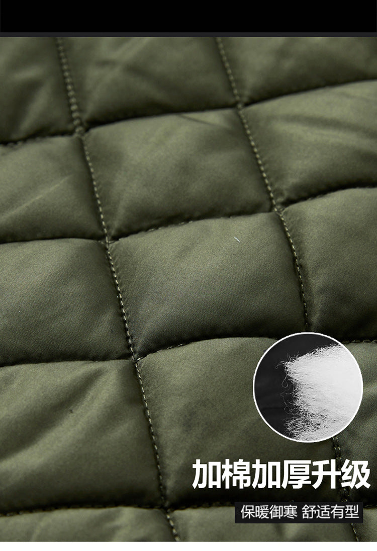 Autumn and Winter New Quilted Jacket Men's Casual Retro Versatile Baseball Uniform American Workwear Thickeneded Warm Cotton Jacket