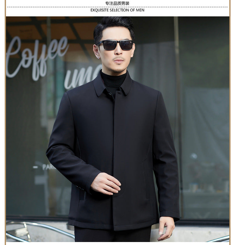 2024 Winter Coat Thickened Cotton-padded Jacket Men's High-grade Mulberry Silk Cotton-padded Jacket for Middle-aged and Elderly Dads Business Casual Jacket