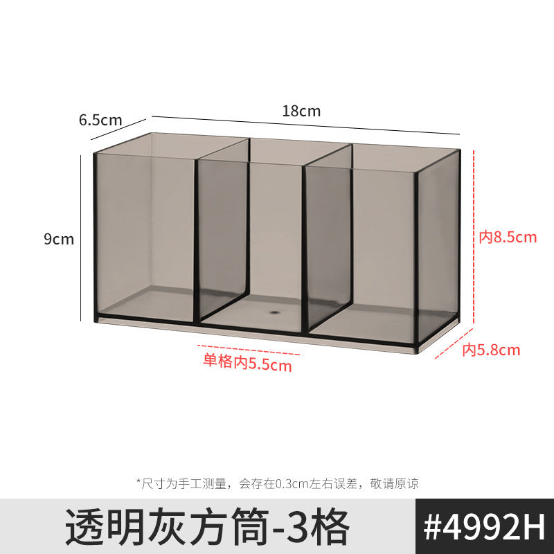 Pen Holder Desktop Stationery Storage Box Transparent Acrylic Multifunctional Student Pen Holder Office Note Pad Organizer Box