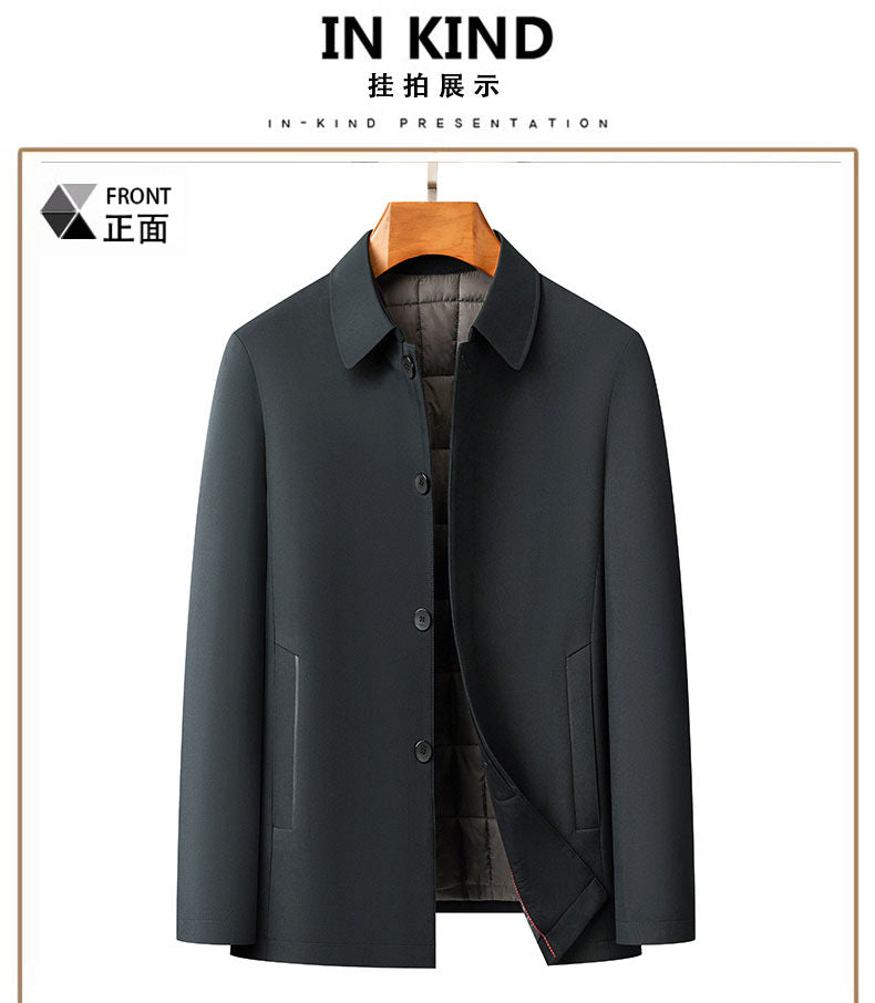 2024 Winter Coat Thickened Cotton-padded Jacket Men's High-grade Mulberry Silk Cotton-padded Jacket for Middle-aged and Elderly Dads Business Casual Jacket