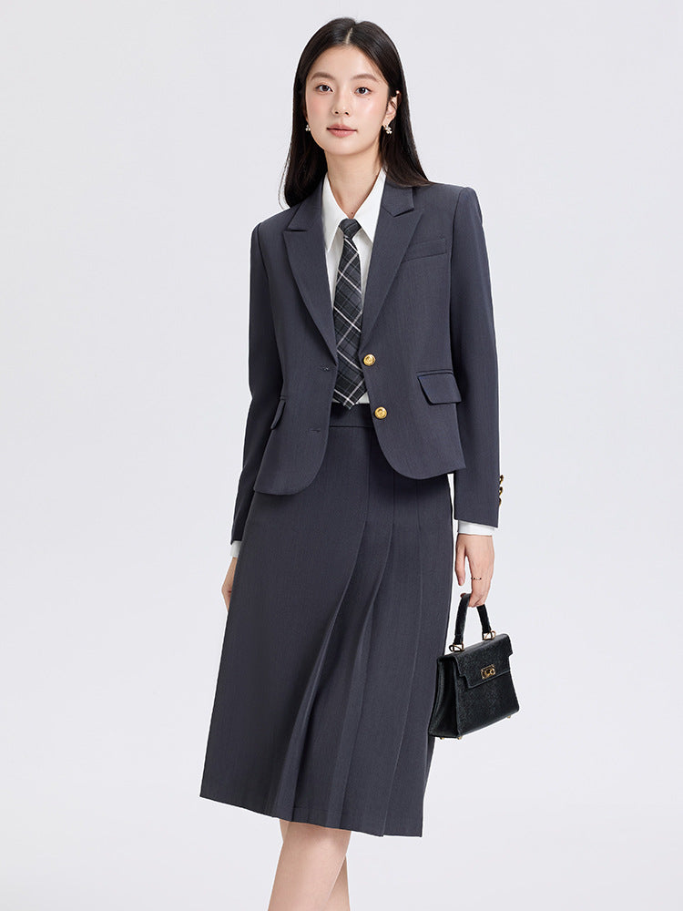Cross-Border Gray Blazer for Women, New Spring and Autumn Professional Formal Suit, Short Blazer for College Students, High-End Feel