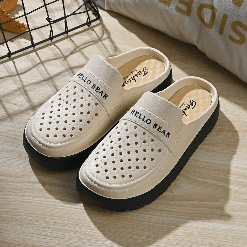 Summer Baotou Beach Shoes Women's Hollow Breathable Non-slip Non-slip Soft Bottom Comfortable Outer Wear Casual Beach Shoes Women's Hole Shoes
