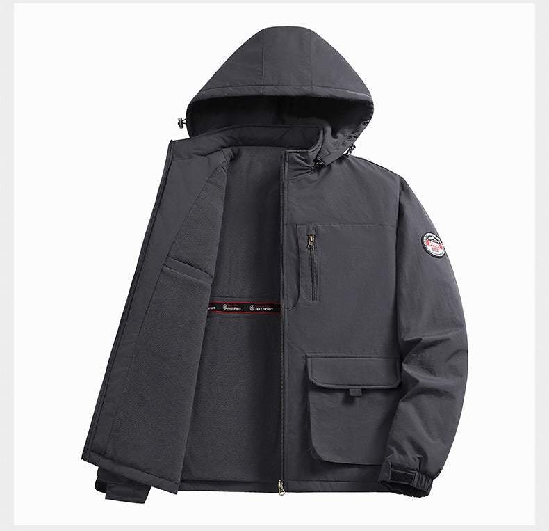 Cross-Border [M-8Xl] Cross-Border Large Size Men's Jacket Autumn and Winter New Casual Middle-Aged Men's Jacket Fleece-Lined