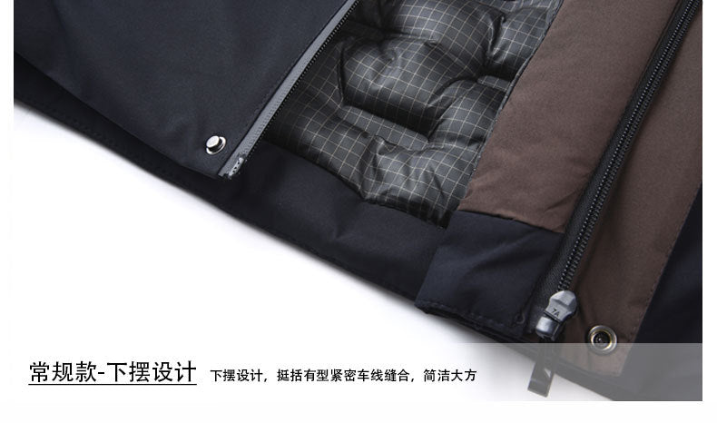2024 winter new silk cotton-padded jacket casual men's business middle-aged cotton-padded hooded thick warm coat wholesale