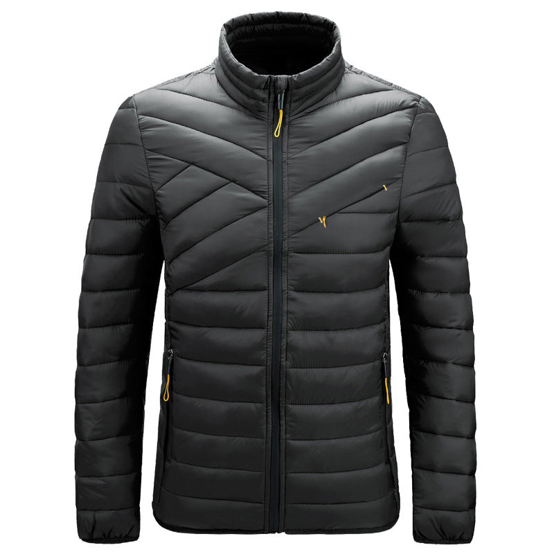 Cross-Border Cotton Coat Men's New Stand-Up Collar Cotton Jacket Simple Men's Clothing Imitation down Casual Jacket Amazon Cotton Coat