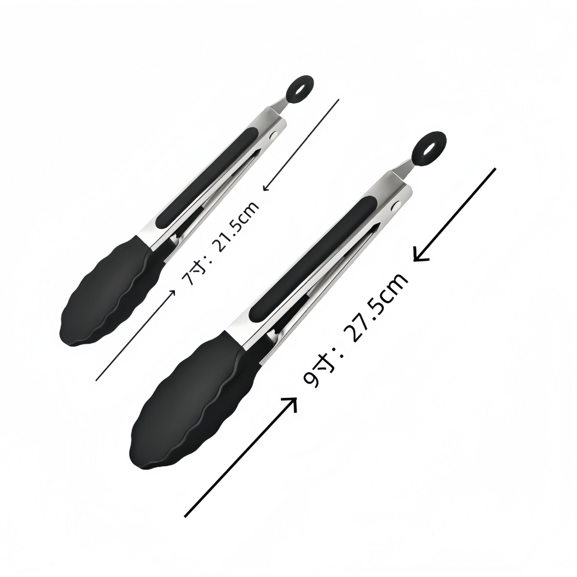 Cross-Border Black Silicone Clip High Temperature Resistant Kitchen Food Frying Stainless Steel Bread Clip Steak Clip Kitchen Food Clip