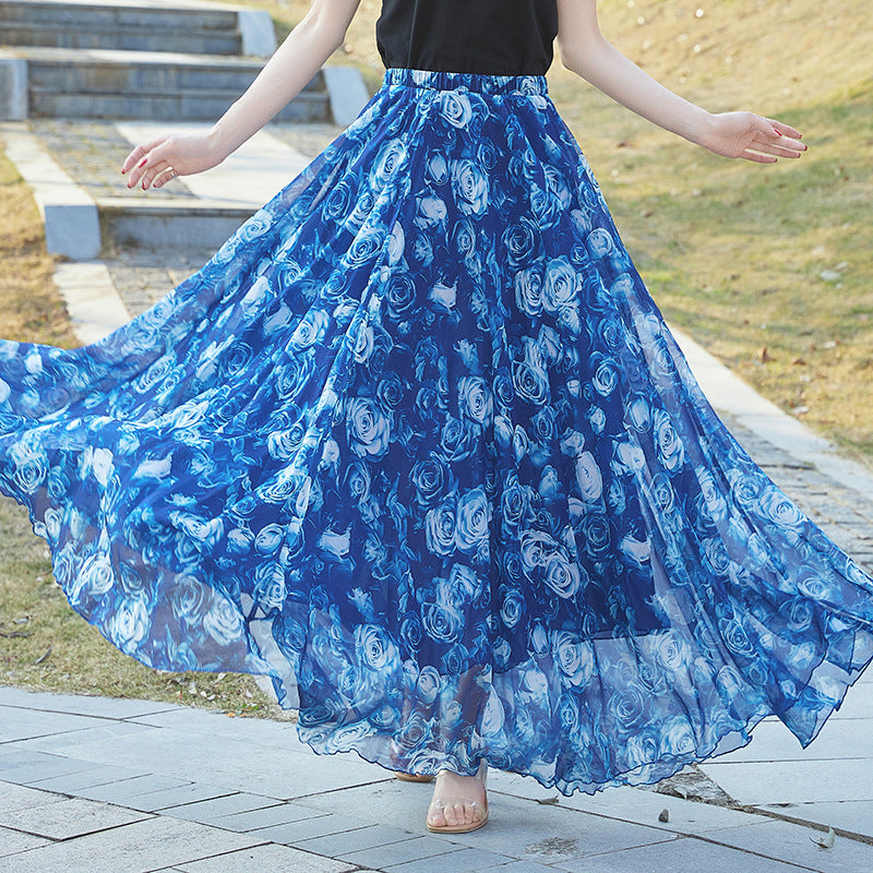 European and American Printed Skirt for Women Amazon 2025 Summer New Casual Seaside Vacation Long Skirt Skirt