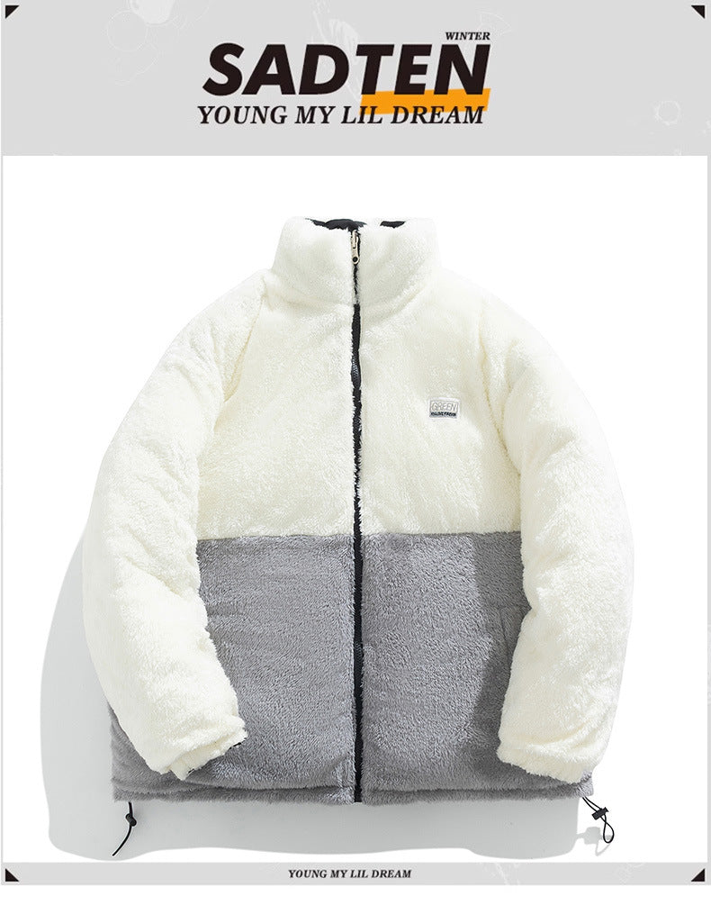 Men's Winter New Cotton Coat with Lamb Fleece, Thickened Couple's Stand Collar Casual Trendy Cotton Jacket Manufacturer