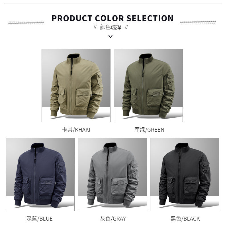 Flying Suit Men's Jacket Cotton Coat Autumn and Winter American Retro Loose Casual Middle-aged Casual Jacket Cotton Coat Coat