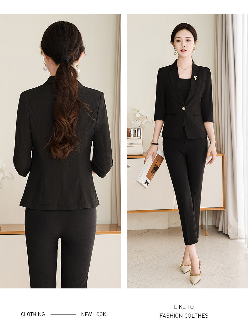 Pink Petite Suit for Women, Summer Thin High-End Short Professional Wear, Fashionable Elegant Casual Formal Wear